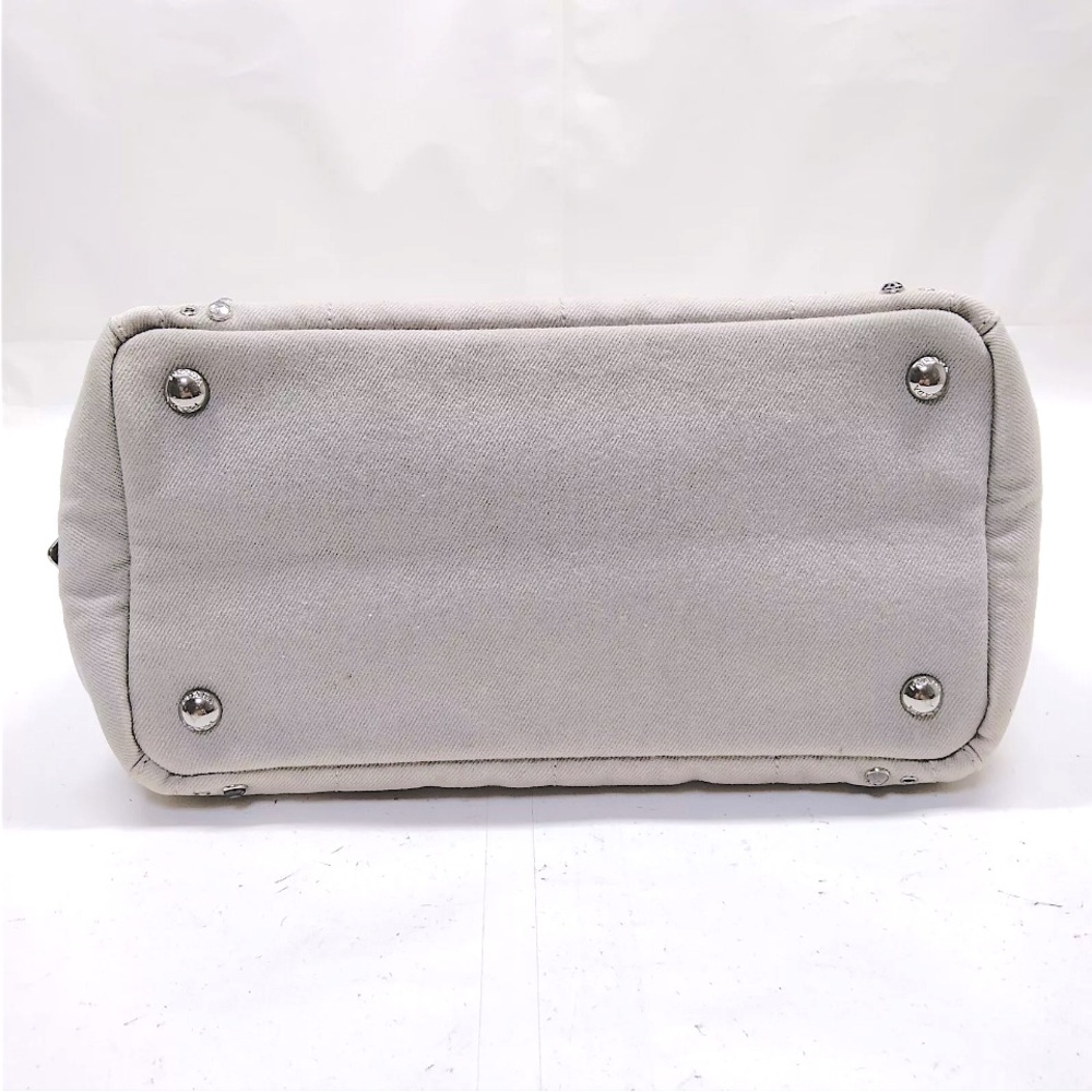 Prada Canapa Evil Eye Gray Tote with Grommets and Studs - Picture 5 of 15